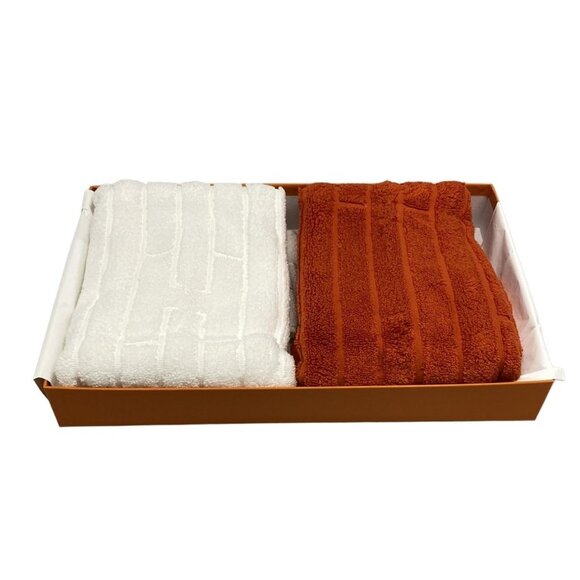 Auth HERMES steers - Orange White Cotton Accessory - Picture 1 of 4